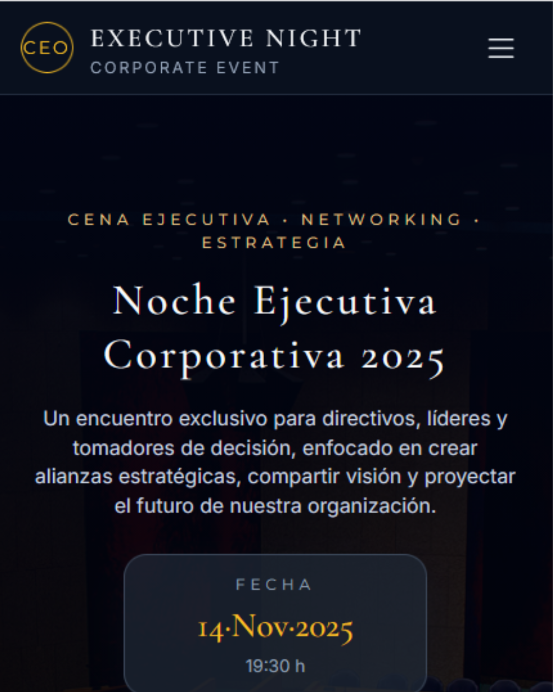 Invitación digital para evento ejecutivo