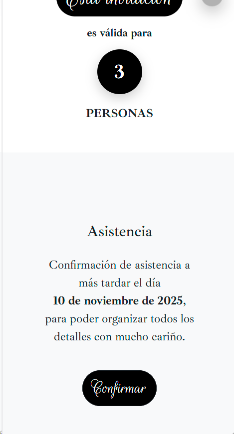 Pantalla de confirmar asistencia